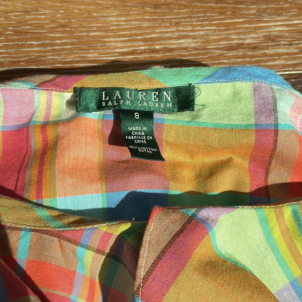 Lauren Ralph Lauren Multicolor Plaid Ruffle Button-Front Blouse - Picture 2 of 3